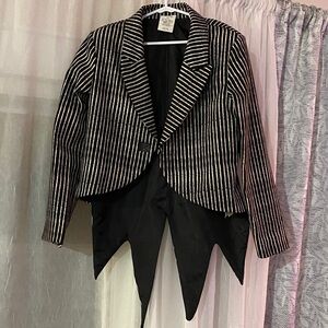 Disney Black and White Striped Tailcoat Blazer